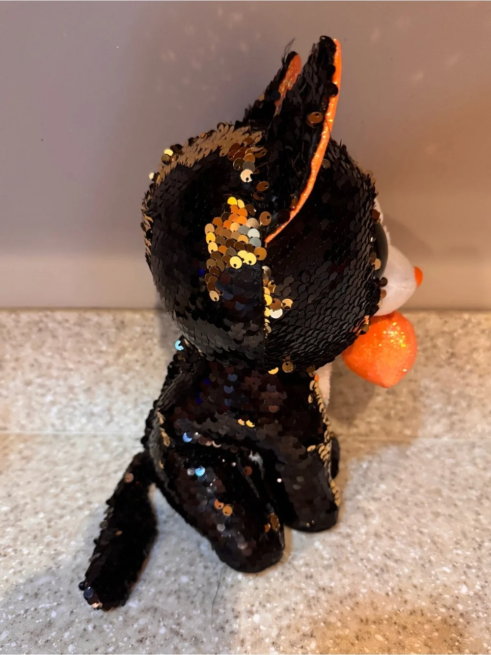 Jinx the Cat Halloween Plush with Orange Pumpkin Beanie